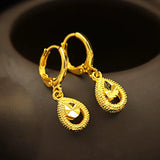 Water Droplet Ear Clip 14K Yellow Pendant Clip Earrings