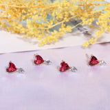 925 Silver Ruby Diamond Heart Gemstone Earrings