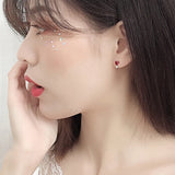 925 Silver Ruby Diamond Heart Gemstone Earrings