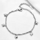 Stainless Steel Heart Charm Bracelet Cuban Link Chain Jewelry Gift
