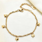 Stainless Steel Heart Charm Bracelet Cuban Link Chain Jewelry Gift
