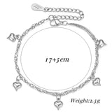 Stainless Steel Heart Charm Bracelet Cuban Link Chain Jewelry Gift