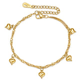 Stainless Steel Heart Charm Bracelet Cuban Link Chain Jewelry Gift