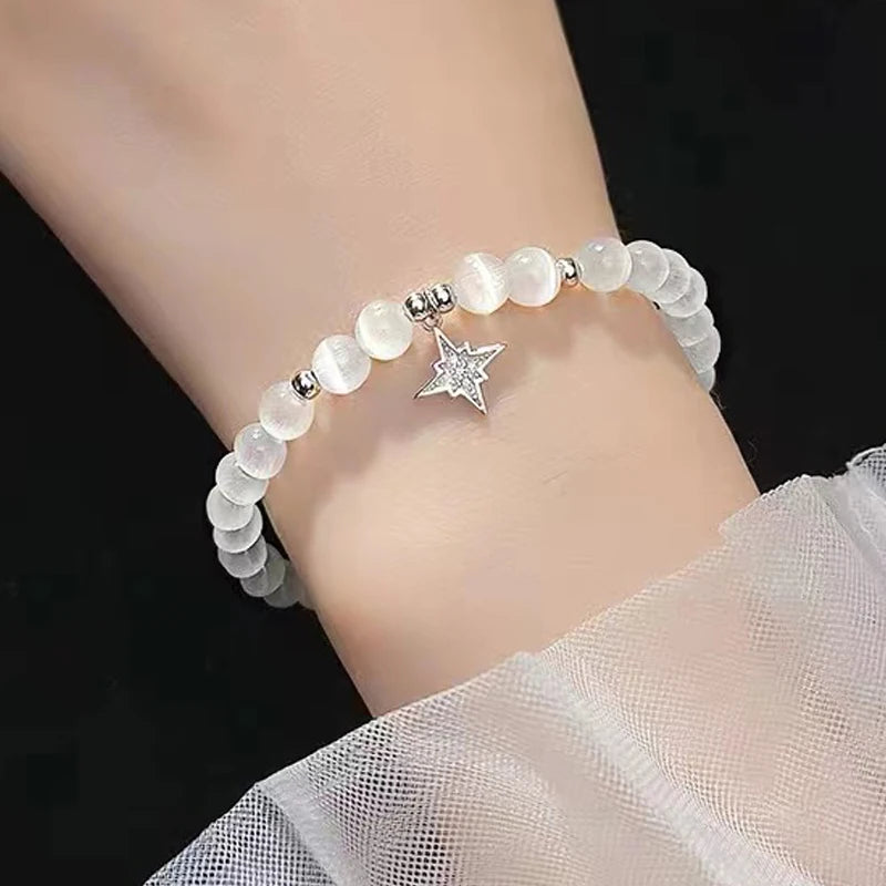 Star Moon Opal Stone Charm Lucky Bracelet Zircon Party Ladies