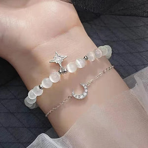 Star Moon Opal Stone Charm Lucky Bracelet Zircon Party Ladies