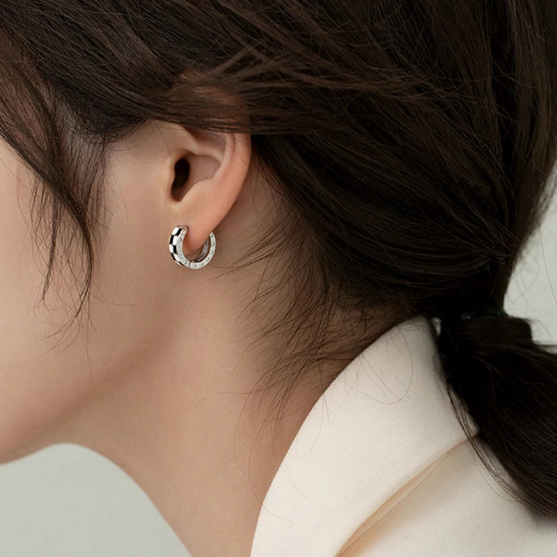Vintage Checkerboard Earrings Hoop Earring for Women Girl Cartilage Jewelry