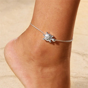 Antique Silver Turtle Rope Ankle Bracelet Beach Chain Anklet