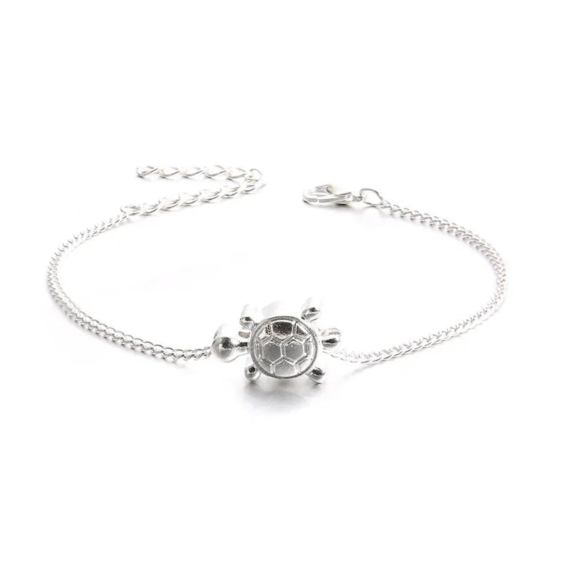 Antique Silver Turtle Rope Ankle Bracelet Beach Chain Anklet