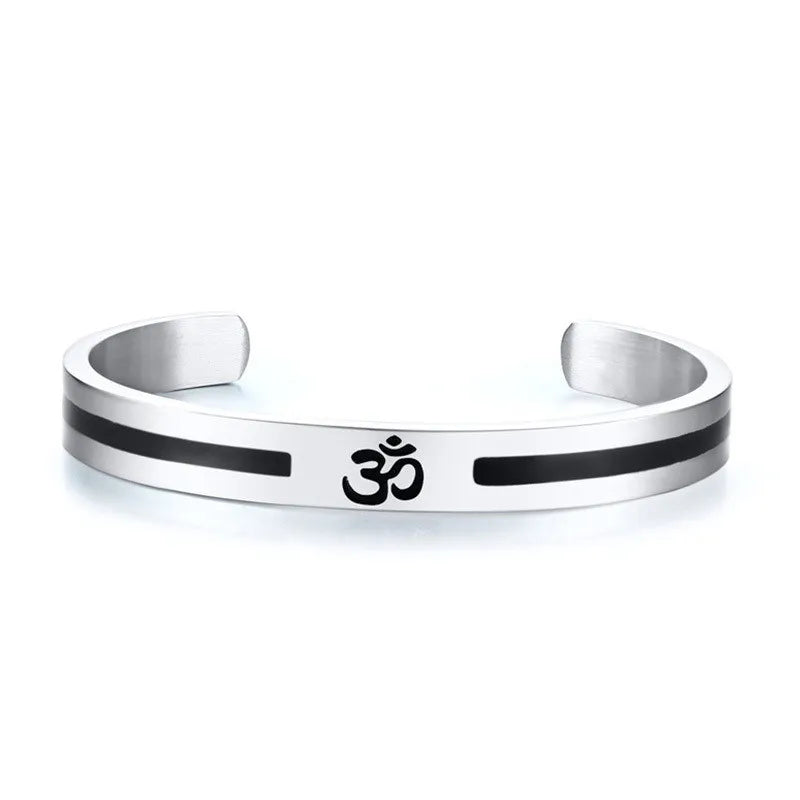 KOtik AUM OM Bangle Stainless Steel Cuff Bracelet Yoga Lucky Peace Indian