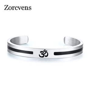 KOtik AUM OM Bangle Stainless Steel Cuff Bracelet Yoga Lucky Peace Indian