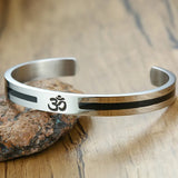 KOtik AUM OM Bangle Stainless Steel Cuff Bracelet Yoga Lucky Peace Indian
