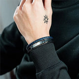 KOtik Cross Bracelet Leather Braided Rope Steel Bangle Punk Jewelry