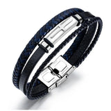 KOtik Cross Bracelet Leather Braided Rope Steel Bangle Punk Jewelry