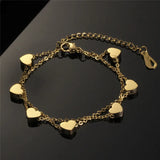 KOtik Silver Double Layer Charm Bracelets Stainless Steel Heart Wedding Bracelet
