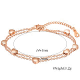 KOtik Silver Double Layer Charm Bracelets Stainless Steel Heart Wedding Bracelet