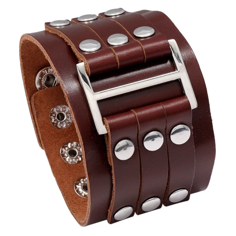 KOtik Punk Vintage Leather Bracelets for Women Men