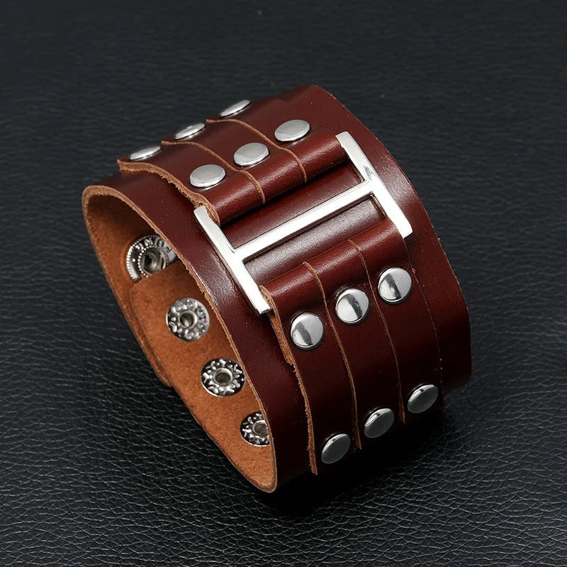 KOtik Punk Vintage Leather Bracelets for Women Men