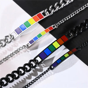 KOtik Pride Bracelet Stainless Steel Enamel Rainbow LGBT Charm Curban
