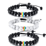 KOtik Rainbow Bead Bracelet Pride Natural Stone Strand Couple Bracelets
