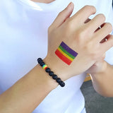 KOtik Rainbow Bead Bracelet Pride Natural Stone Strand Couple Bracelets