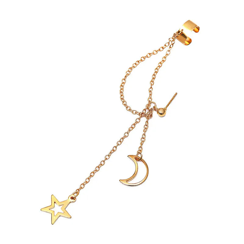Punk Style Silver Moon Star Earrings