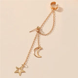 Punk Style Silver Moon Star Earrings