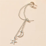 Punk Style Silver Moon Star Earrings