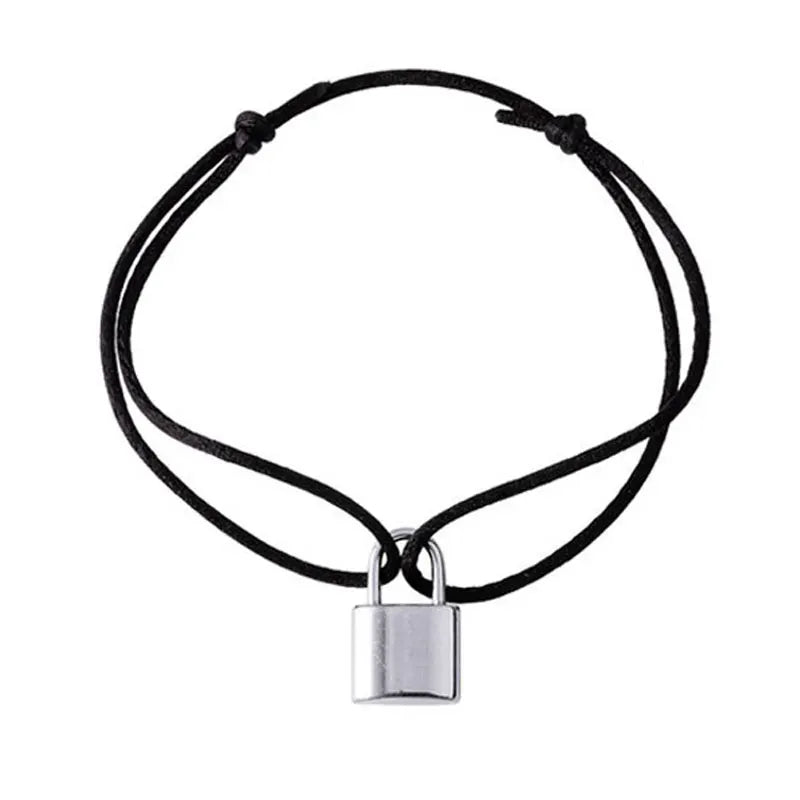 BTS Lock Pendant Rope Chain Bracelet Couple Bangle