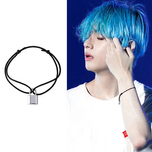 BTS Lock Pendant Rope Chain Bracelet Couple Bangle