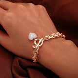 KPOP CZ Heart Charm Bracelet Silver Plated Link Chain Bracelets
