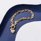 KPOP CZ Heart Charm Bracelet Silver Plated Link Chain Bracelets