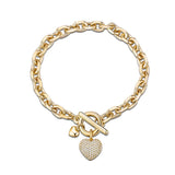 KPOP CZ Heart Charm Bracelet Silver Plated Link Chain Bracelets