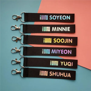 KPOP GIDLE Laser Letter Phone Keychain Rope NEVER LAND Key Ring
