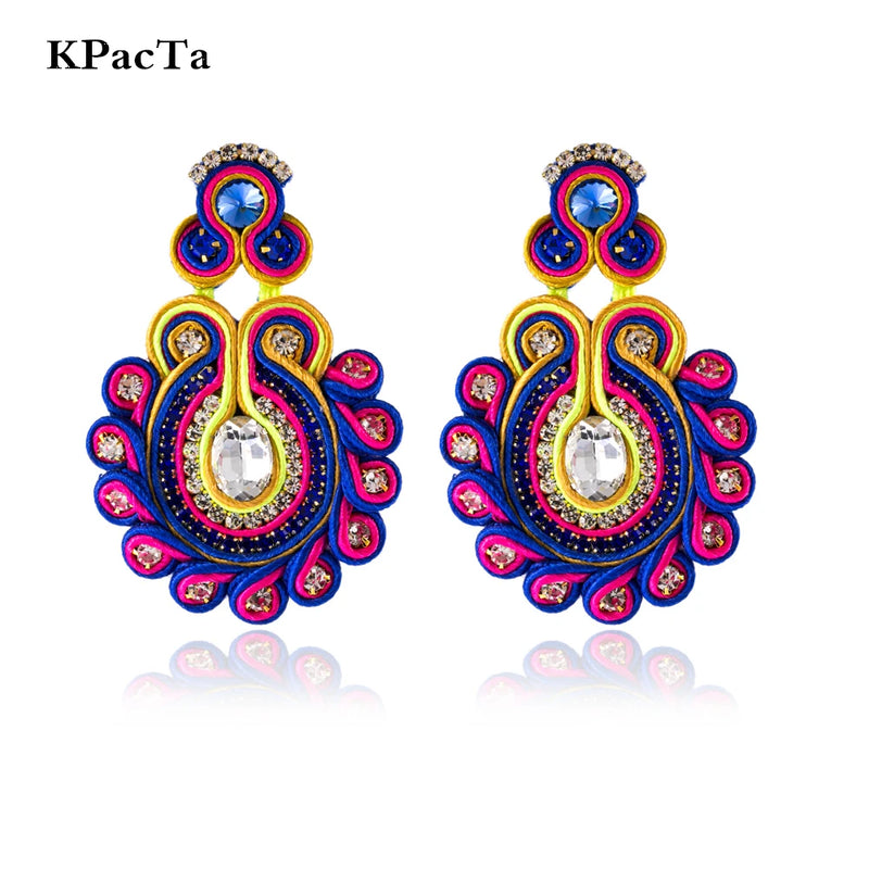 Soutache Earring Ethnic Crystal Drop Earring Oorbellen
