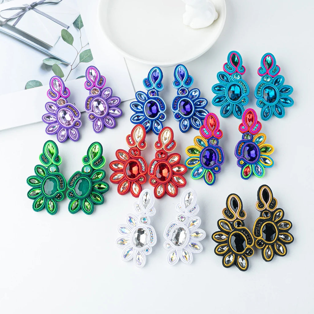 Vintage Soutache Earrings Dangle Charms Bohemian Jewelry