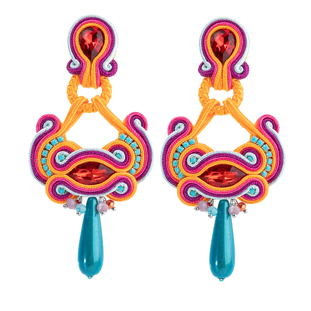 Vintage Soutache Dangle Earrings for Women Bohemian Jewelry