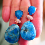 Apatite Gem Stone Water Drop Earrings 925 Silver for Women