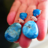 Apatite Gem Stone Water Drop Earrings 925 Silver for Women