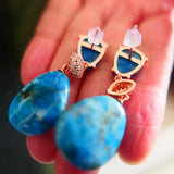 Apatite Gem Stone Water Drop Earrings 925 Silver for Women