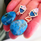 Apatite Gem Stone Water Drop Earrings 925 Silver for Women