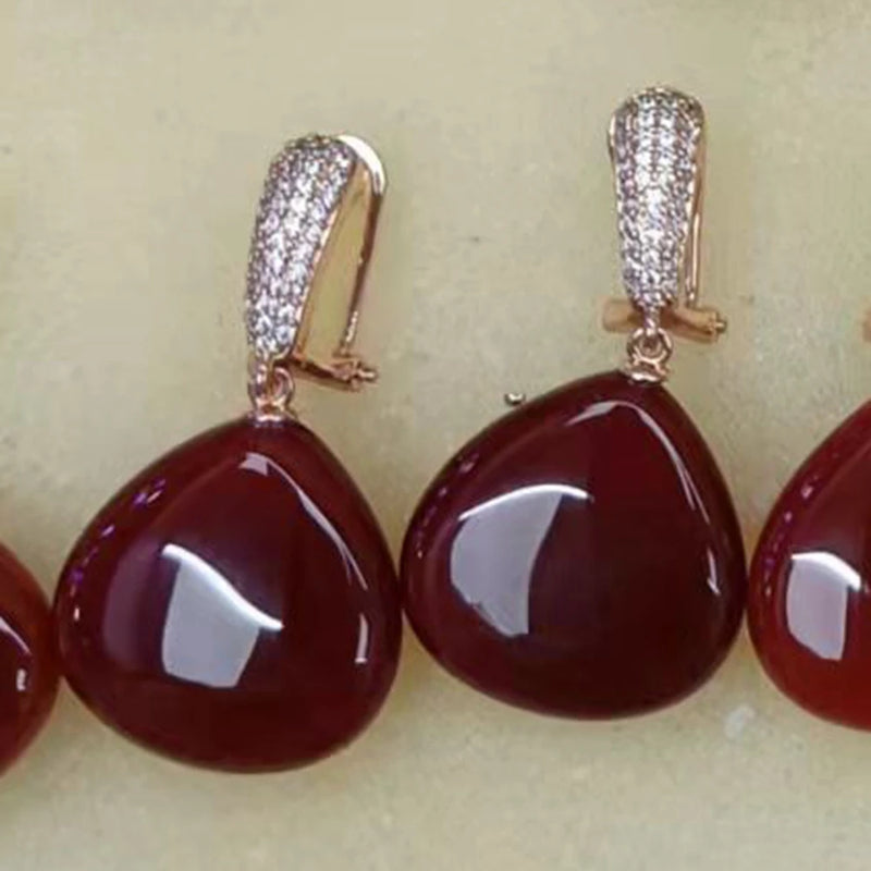 Apatite Turquoise Red Agate Stone Earrings with 925 Silver Needle