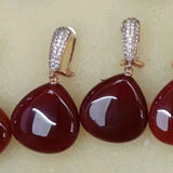 Apatite Turquoise Red Agate Stone Earrings with 925 Silver Needle