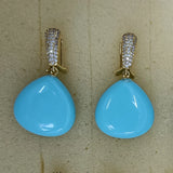 Apatite Turquoise Red Agate Stone Earrings with 925 Silver Needle