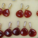 Apatite Turquoise Red Agate Stone Earrings with 925 Silver Needle