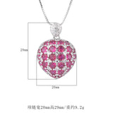 Emerald Green Sapphire Ruby Red Zircon Diamond Heart Pendant Necklace
