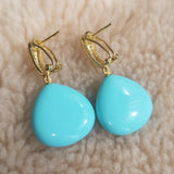 Brown Red Agate Apatite Turquoise Tear Drop Earrings 925 Silver