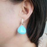 Brown Red Agate Apatite Turquoise Tear Drop Earrings 925 Silver