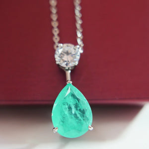 Emerald Cut Paraiba Tourmaline Silver Plated Necklace