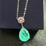 Emerald Cut Paraiba Tourmaline Silver Plated Necklace