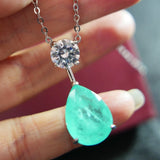 Emerald Cut Paraiba Tourmaline Silver Plated Necklace